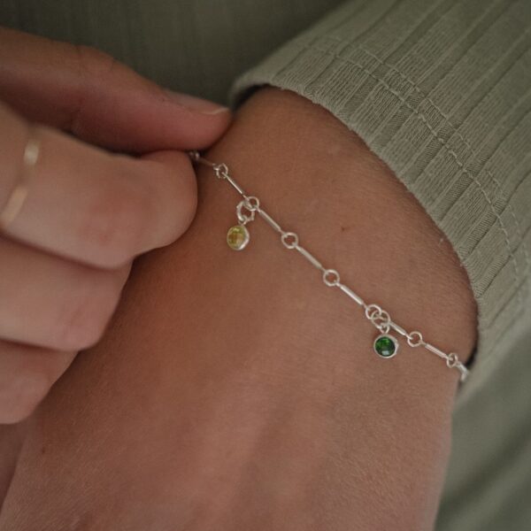 Geboortestenen armband zilver