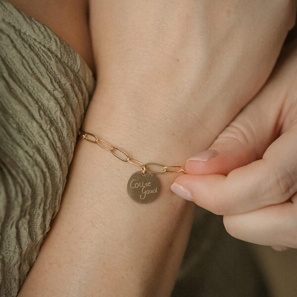 Handschrift armband goud