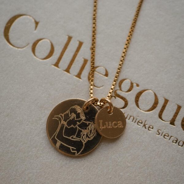 Lijntekening goud dubbele coin