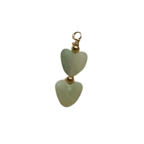 Hanger oorbel dubbel hartje groen ZA